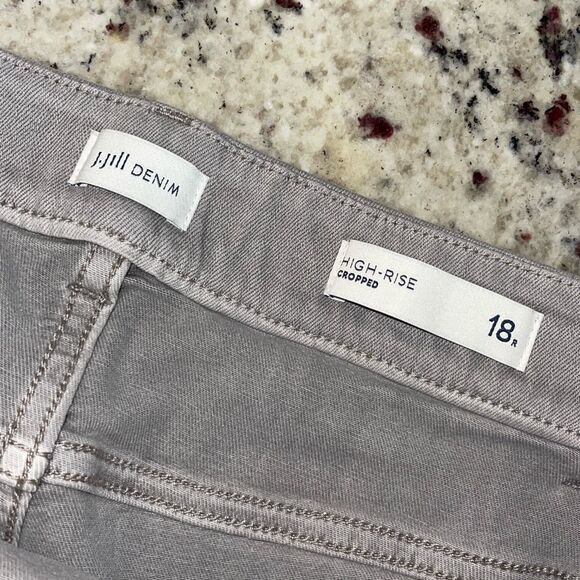 J. Jill Denim High Rise Crop Pull On Pants Jeans Stretch Size 18R Light Gray NWT - Picture 5 of 9